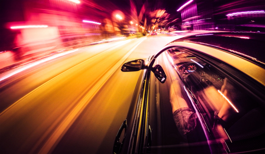 super speeding car ride in the night